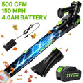 500 CFM Cordless Leaf Blower for Lawn Care 150 MPH Battery Leaf Blower Leaf Blower with 4.0Ah Battery and Charger,Green