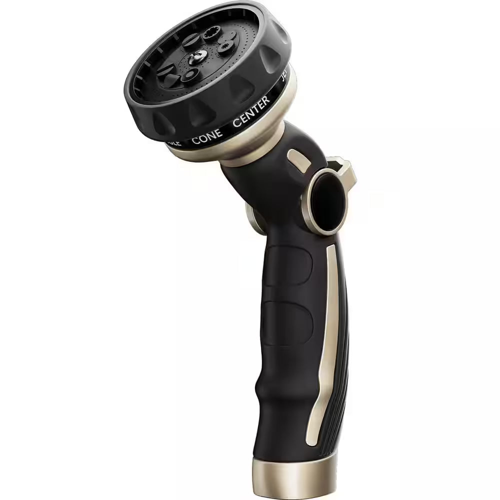 Heavy Duty Metal Water Hose Nozzle Sprayer for Garden 9 Spray Patterns High Pressure 6.3 In.