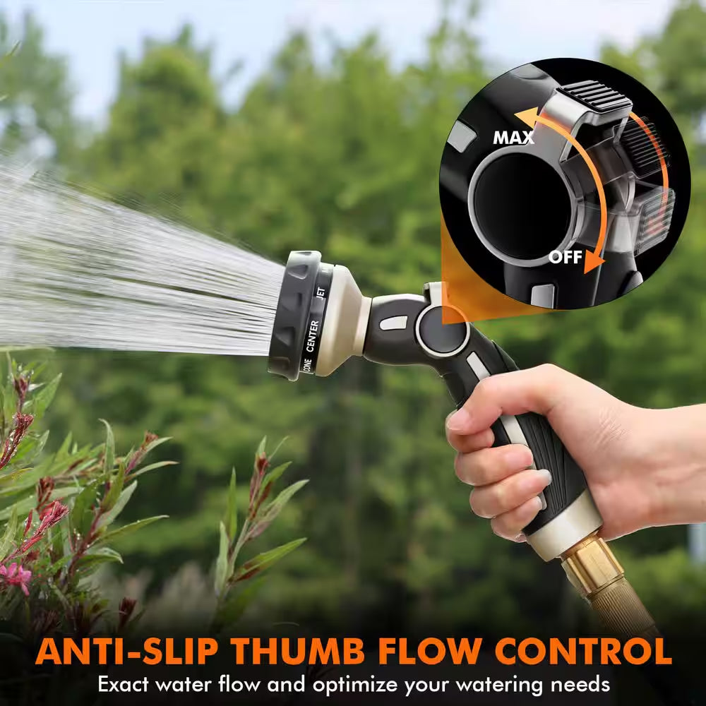 Heavy Duty Metal Water Hose Nozzle Sprayer for Garden 9 Spray Patterns High Pressure 6.3 In.