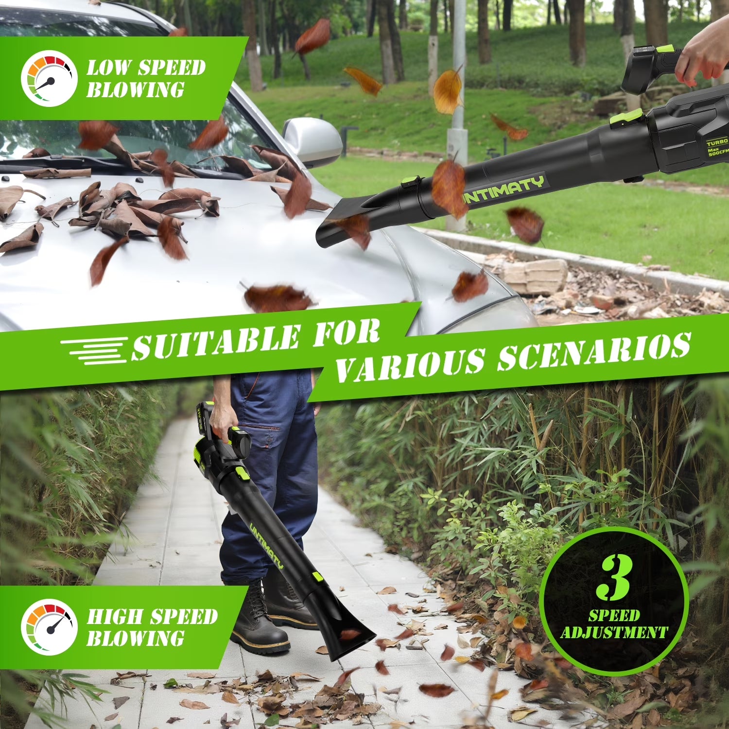 500 CFM Cordless Leaf Blower for Lawn Care 150 MPH Battery Leaf Blower Leaf Blower with 4.0Ah Battery and Charger,Green